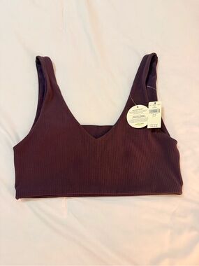 Aerie Ribbed V-Neck Crop reversible Bralette in Deep Plum